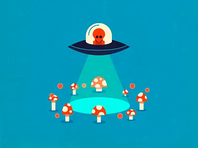 Fairy Circle alien design digital art digital illustration graphic design halloween hallowhimsy illustration mushrooms vector vector illustration