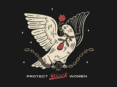Protect Black Women bird blacklivesmatter breonnataylor chains dove flowers illustration justice rose sayhername vintage wings