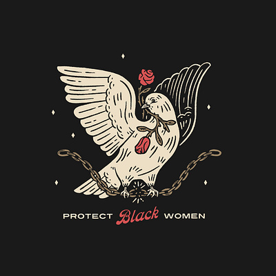 Protect Black Women bird blacklivesmatter breonnataylor chains dove flowers illustration justice rose sayhername vintage wings