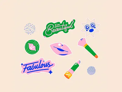 Spark Room / Stickers beauty branding design icon illustration makeup skincare
