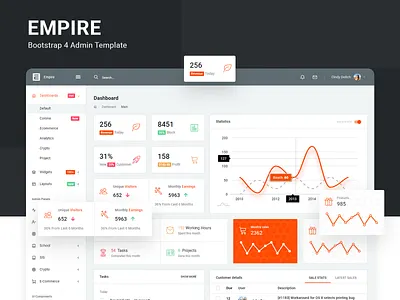 Empire Admin Templates admin admin dashboard admin design admin panel admin template admin templates analitycs branding dashboad flat design premium bootstrap 4 premium design ui ux ui deisgn ui ux ui web design uidesign uikit uikits widgets
