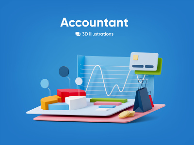 Accountant 3D illustrations 3d accountant blender buy card download dusiness finance icon illustration kit8 manage money statistics