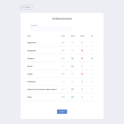 List of Permissions Page dashboard ui form form ui list settings page settings ui ui ux web web design website