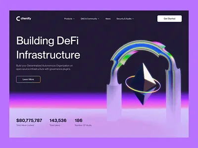 chenify – De-Fi hero page 3d animation app blockchain branding chrome clean coin concept crypto defi design ethereum finance graphic design illustration minimal nft token ui