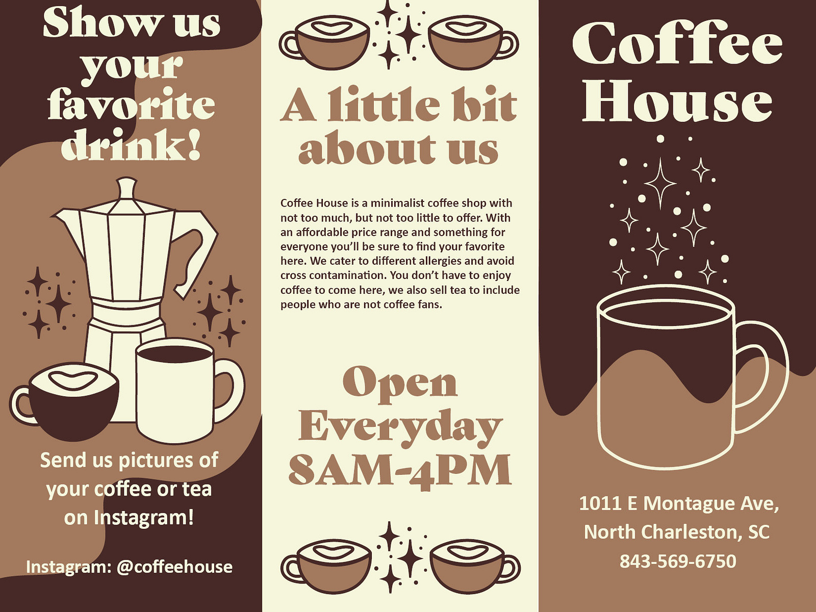 Coffee House Brochure/Menu (front) by Savannah McClellan on Dribbble