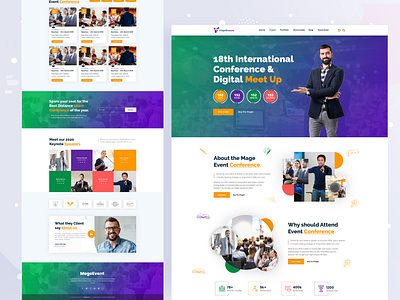 MageEvent-Event Landing Page Template 2020 event branding creative design events interaction design international conference layout meetup redesign template top designer trendy design ux design web design