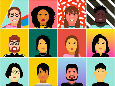 Adobe MAX Avatar Creator adobe adobe illustrator adobemax advertising color faces graphic illustration lifestyle people portrait vector
