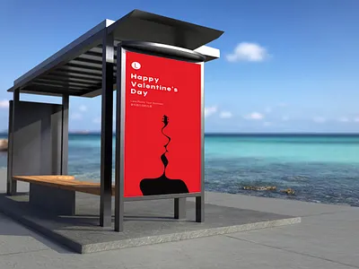 Valentine's Day poster 公交站 创意 场景 情人节 意境 浪漫 海报 渲染 音乐