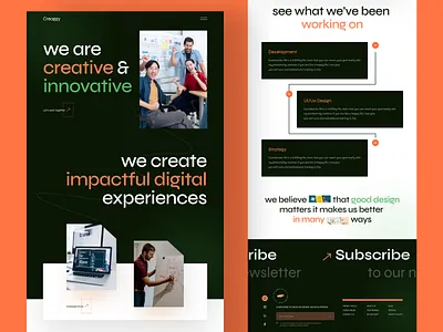Creative Design Agency Landing Page agency clean company creative design agency design service design studio design team homepage landing page modern orrange popular shot sifat hasan startup trending design typography uiux design website website design