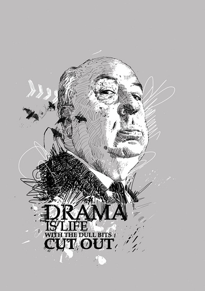 Alfred Hitchcock bird illustration birds character crowns design editorial illustration illustrator portrait portrait art portrait illustration portrait painting portraits