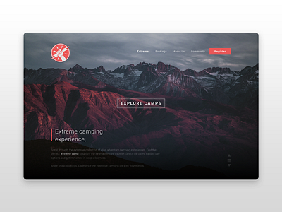 Landing page - Extreme Camping adventure clean ui concept design figma figmadesign flat illustration interface landingpage minimal photoshop unsplash web webdesign website