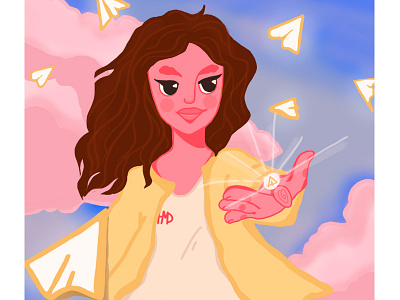 your dream aircraft dream flat girl illustration heaven icon illustration art illustration for children kit8 paper planes people illustration pink plane sky