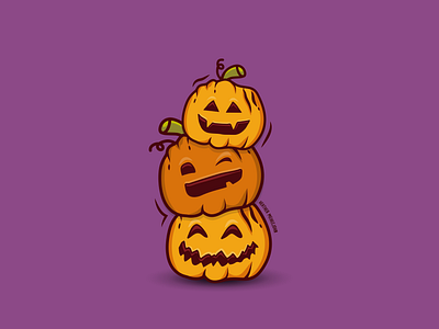 A Pile of Pumpkin Pals autumn carving design dribbbleweeklywarmup festive halloween holiday illustration jackolantern pumpkin pumpkins season seasonal spooky spooky season