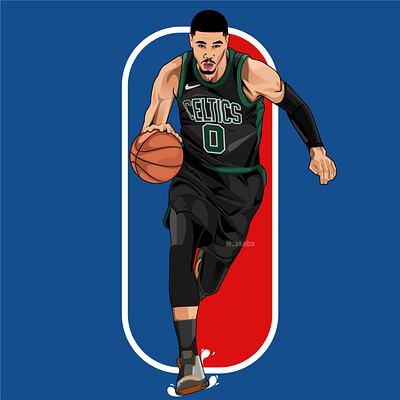 Tatum artwork illustration nba poster portrait vector vexelart