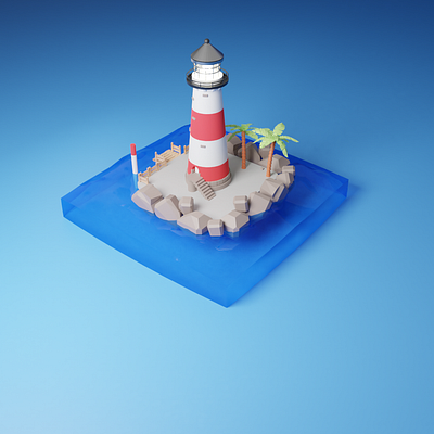 3D Lighthouse 3d 3d art blender blender3d boat diorama illustraion isometric illustration light lighter lighthouse lighthouse logo low poly ocean palm tree sea seaside shore