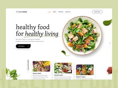 healthy food / UI concept agency branding design design studio food green life healthy healthy food hero landing order food photography salad simple ui website