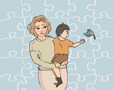 family autism families family flat free illustration kit8 mother vector