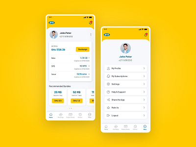 Online bill payments app 2d app app design application ui branding clean illustration interaction design minimal mobile app mobile ui online bills online bills online payments recharge trending ui ux yellow