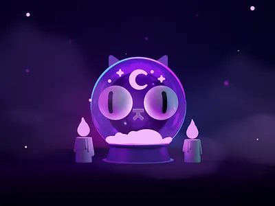 Purrtune Teller 3d 3dart blender candle cat character halloween illustration magic mystic render spooky