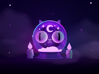 Purrtune Teller 3d 3dart blender candle cat character halloween illustration magic mystic render spooky