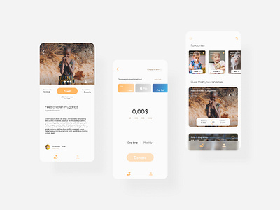 Charity App charity children donate donation faith feed help kids kind lives mobile app post send money ui uiux ux world