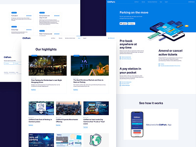 Parking UI car clean colour desktop inerface isometric landing page parking ui