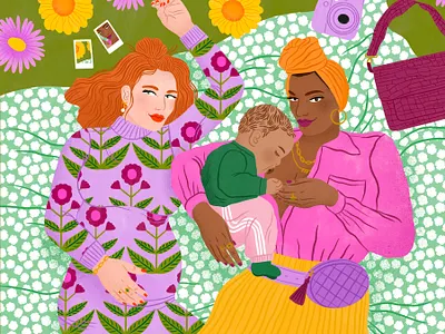 Parents bodil jane digital editorial floral folioart illustration parenting pattern women