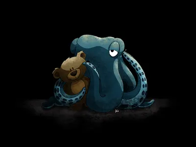 Bed Time bear bed time bedtime cephalopod childrens illustration illustration kidlit octopus procreate sleepy teddy teddy bear tired