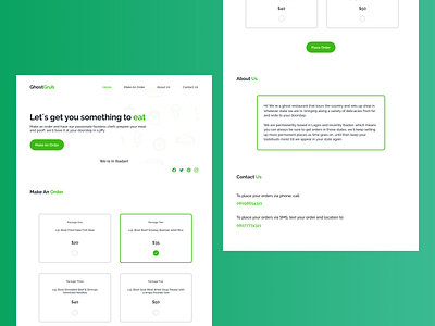 GhostGrub Restaurant Project redesign clean clean design clean ui design flat food and drink food delivery food illustration food web food website ghostgrub green minimal restaurant restaurant website ui website website design