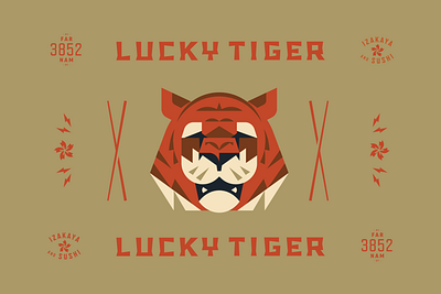 Lucky Tiger asian branding geometric lettering logotype oriental restaurant tiger vintage