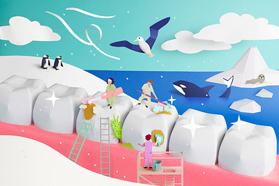 Expedition advertising dentist digital editorial folioart illustration landscape ollanski paper craft