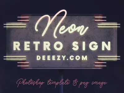 Free Neon Retro Sign Template 3d deeezy free free graphics free mockup free template freebie marquee mockup neon neon sign photoshop photoshop template retro retro sign typography vintage
