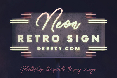 Free Neon Retro Sign Template 3d deeezy free free graphics free mockup free template freebie marquee mockup neon neon sign photoshop photoshop template retro retro sign typography vintage