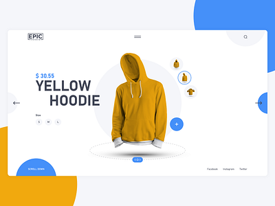 Daily Shot adobe xd blue buy daily design grey hoodie store ui webdesign white yellow