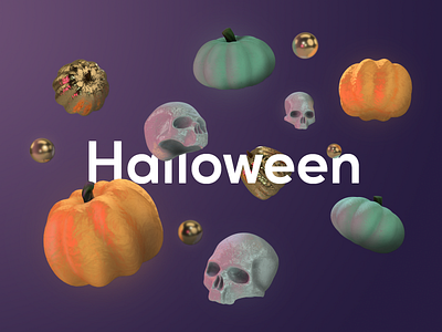 Happy Halloween 3d c4d cinema 4d dribbbleweeklywarmup halloween pumpkin skull spooky typogaphy warmup