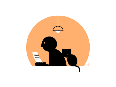Typurr accent black buddy cat geometric illustration inktober2020 minimal orange shape simple snuggle typewriter vectober vector