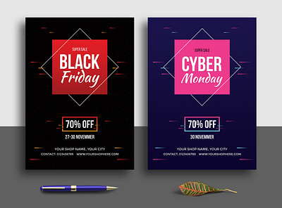 Black Friday Cyber Monday Flyer advertisement big sale black friday black friday flyer cyber monday cyber monday flyer flyer marketing promotion sale sale offer winter sell year end sale