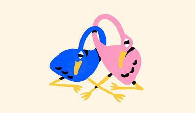 Lovers bird branding character editorial illustration lovers procreate swan texture