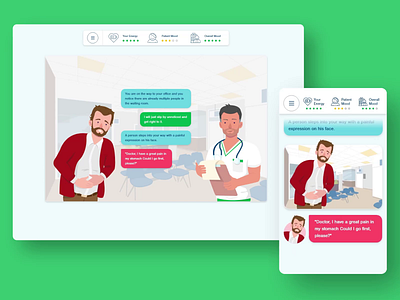 Hospital Simulation Dialogue Animation animation app app design design doctor hospital illustration mobile ui uiux uiuxdesign web design