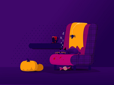 Cozy Halloween Night 2020 animal animation app branding cat colors cool design graphics halloween illustration illustrations illustrator minimal night pumpking ui vector website