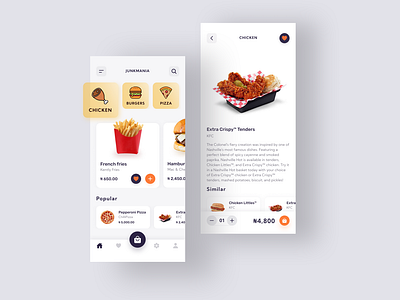 Mobile Junk Shop app design ecommerce app ecommerce shop food food app food app design food app ui foodie junk minimal mobile app mobile design mobile ui ui ux