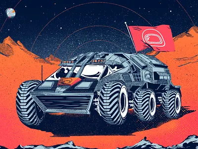 Space Buggy astronaut buggy digital painting graphic design gritty illustration moon outerspace universe