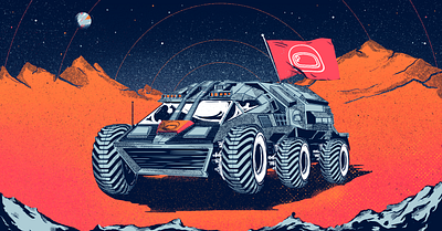 Space Buggy astronaut buggy digital painting graphic design gritty illustration moon outerspace universe