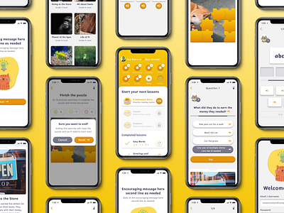 Reading learning app for dyslexic children app app design bright colors children design dyslexia educational app kids app product design quiz app reading app ui ui ux ui design ux design ux designer