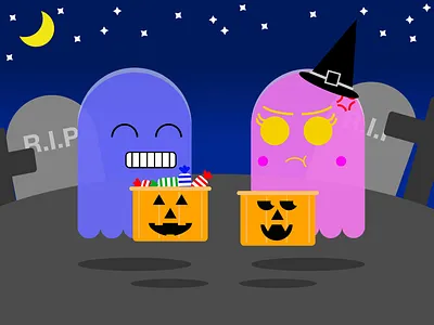 Lucky and unlucky ghost / Fantasma con suerte y sin suerte adobe illustrator argentina candy cementery design ghost halloween halloween design illustration