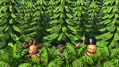 The Hunters - 3D Illustration #2 3d 3d art blender caveman children childrens book childrens illustration editorial game art illustration kids render
