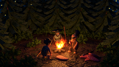 The Hunters - 3D Illustration #4 3d 3d art blender caveman childrens book childrens illustration editorial game art illustration kids render