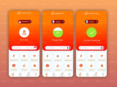 VPN APP UI app ui ui ux ui app ui design ui mobile vpn vpn app vpn ui