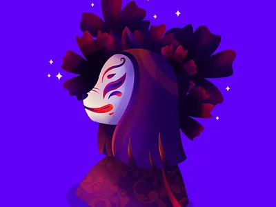 Mask adobe artwork dribbble best shot dribbbleweeklywarmup flatdesign graphic design halloween halloween design halloween party illustration japanese japanese art mask procreate procreate art spooky spooky season