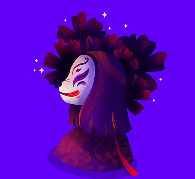 Mask adobe artwork dribbble best shot dribbbleweeklywarmup flatdesign graphic design halloween halloween design halloween party illustration japanese japanese art mask procreate procreate art spooky spooky season